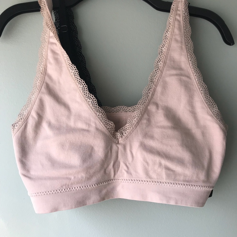 Set of Two Bralettes Baby Pink and Black with Lace